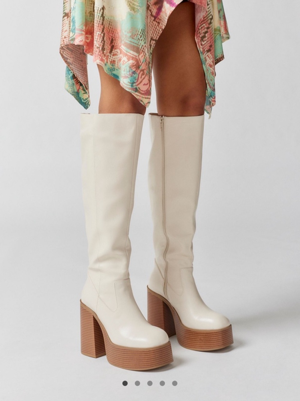 Urban Outfitters Noreen Tall Cream Platform Over-the-Knee Boots